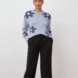 RAILS Zoey Blue Daisies Intarsia Flower Sweater In Blue Size M